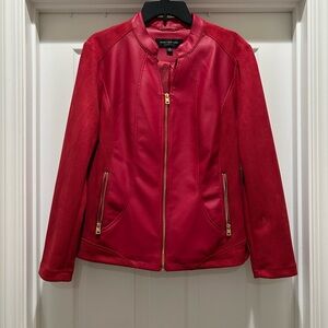 Marc New York Red Bomber Jacket with Gold Zippers
